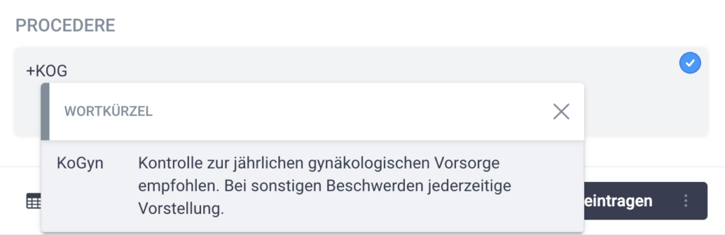 Wortkürzel Spracherkennung LATIDO Frauenheilkunde