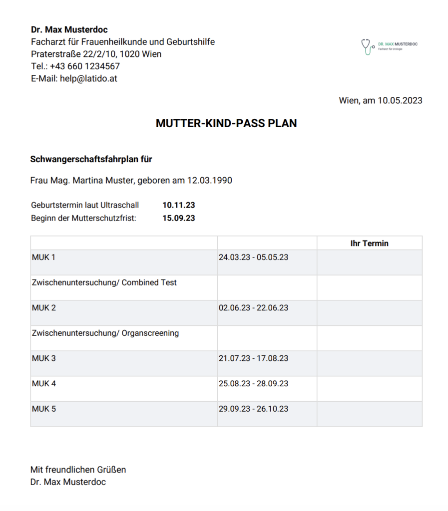 Schwangerschaftsrechner Mutter-Kind-Pass LATIDO